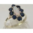 thumbnail image 2 of LBG British Made 925 Sterling Silver Natural Opal & Sapphire Womens Promise Ring - 33 size options - Size 9.5, 2 of 3