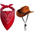 thumbnail image 2 of Pet Cowboy Costume Halloween Costumes for Dogs Cat Cowboy Hat with Bandana Scarf (Small), 2 of 7