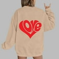 thumbnail image 2 of Goodeals Valentines Sweatshirts for Women Clothes Love Graphic Print Valentine’s Day Sweatshirt Cute Holiday Crewneck Long Sleeve Pullover Tops Comfy Outifts(Khaki,S)Clearance Sale, 2 of 4