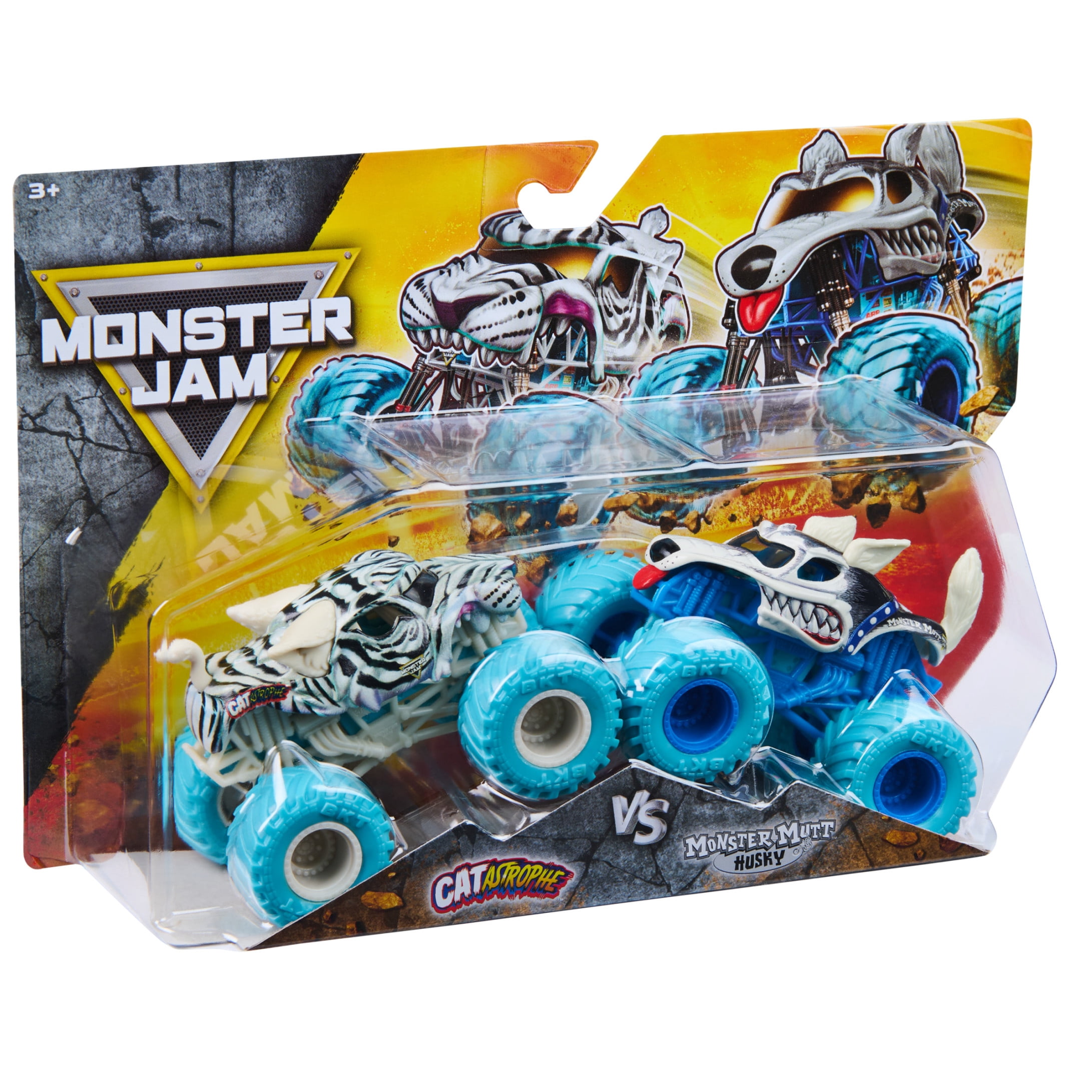 Monster Jam, CATastrophe Vs. Husky Die-Cast Monster Trucks, 1:64 Scale, Kids Toys for Boys Ages 3 and up