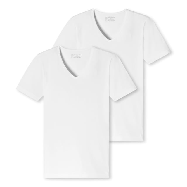 Pack de 2 Camisetas para Hombre SCHIESSER - Serie "95/5", Cuello en V, S-4XL Blanco L (Large)