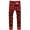 Red, variant on WTXUE Mens Jeans, Male Casual Mid Waist Tight Jeans Pant Plaid Print Zipper Fly Pocket Pencil Pant Trousers