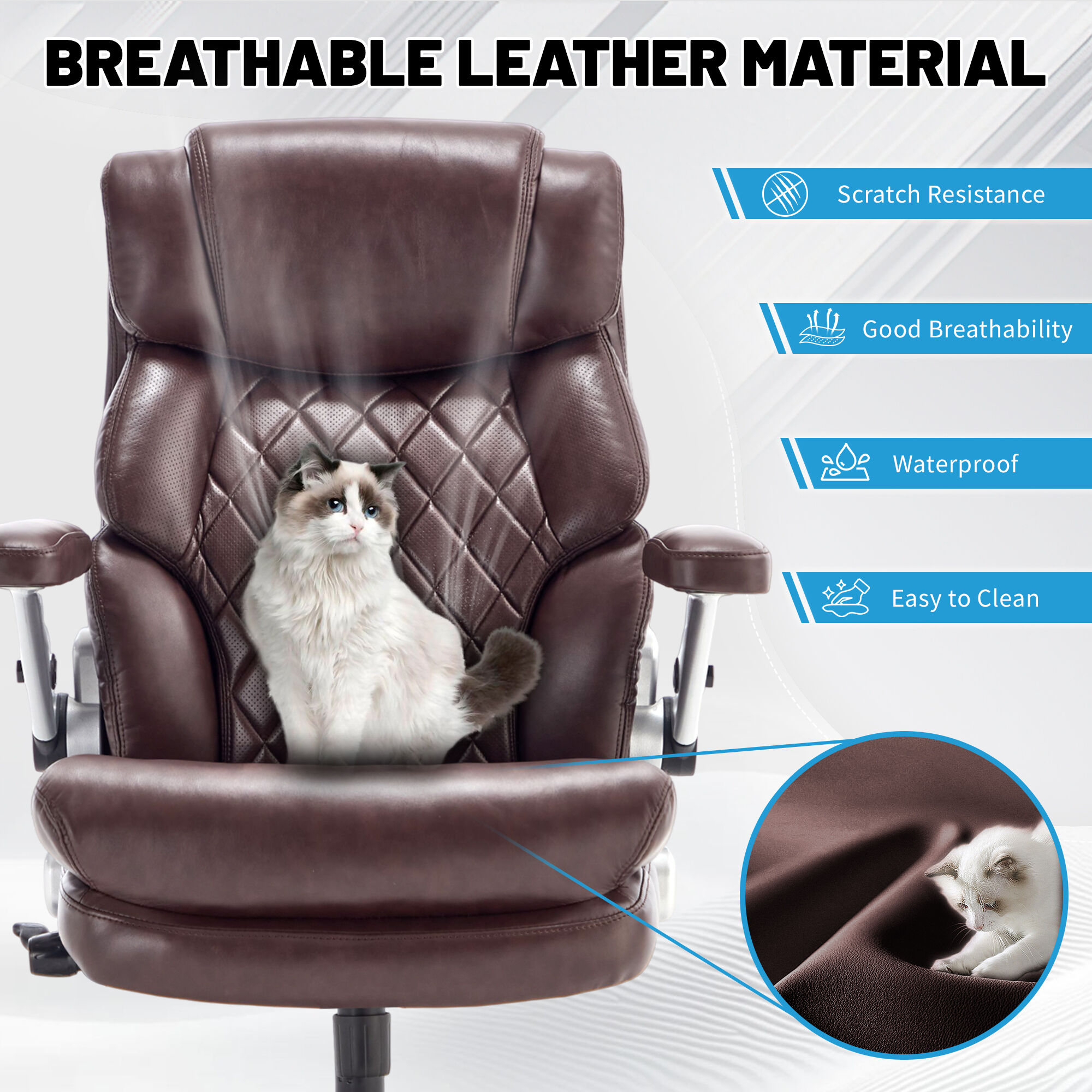 800LBS High Capacity Office Chair for Various Body Types with High Back, Wide Seat and Adjustable Lumbar Support, Computer Desk Chair with Multi-Angle Adjustable Flip Arms for Home Office