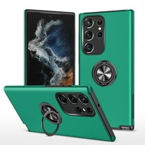 Dteck Case for Samsung Galaxy S23 Ultra,Shockproof Rubber Magnetic Ring Holder Case Military Grade Hard Rugged Kickstand Cover for Galaxy S23 Ultra, Darkgreen