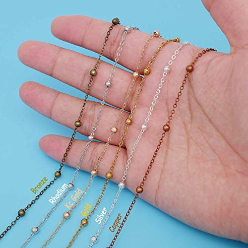 10m with Connector Clasps+Pinch Bails Cable Link Craft Chain Findings for Necklace Bracelet Earring DIY Wide 1.5mm_2080-B ZCNest 32.8 Ft Copper Beads Ball Chains for Jewelry Making Set
