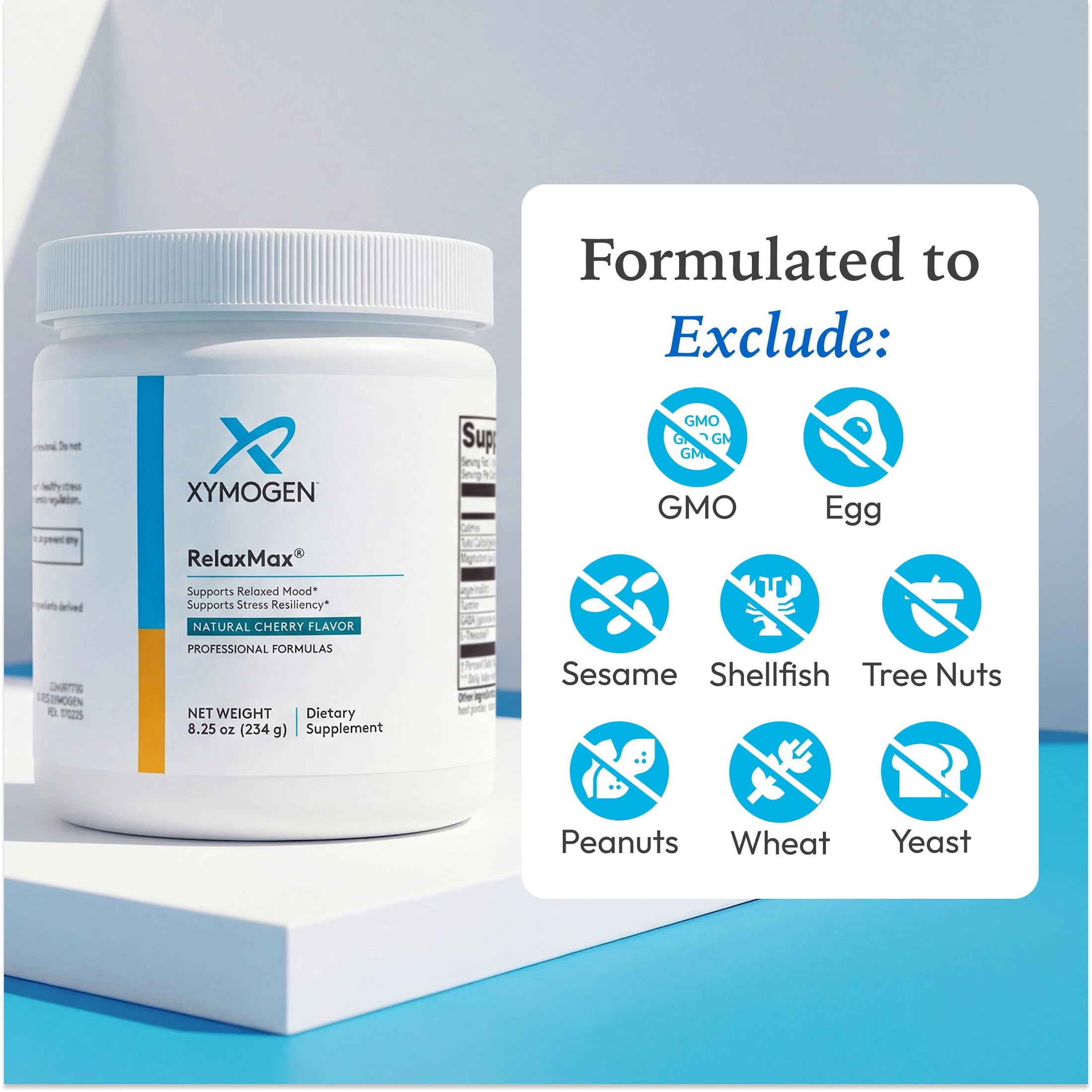 XYMOGEN RelaxMax Drink Mix Promotes Relaxation, Stress Resiliency Hormone Support Magnesium Powder with Myo Inositol, L Theanine Cherry Flavor Mood Support Supplement (8.25 oz)