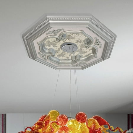 Silver Four Leaf Clover and Silver Frame Octagon Ceiling Medallion 24