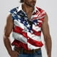 thumbnail image 5 of Camisas de Cuello para Hombres, Moda Casual Día de la Independencia Imprimir Turndown Bolsillos sin Mangas Tanque Deportivo, 5 of 5