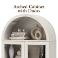thumbnail image 5 of Aisword 71" Tall Arched Bookcases, 5-Tier Modern Farmhouse Bookshelf with Adjustable Shelves & Sliding Doors, Wood Display Storage Cabinet for Living Room, Office, White Withdoors, 5 of 7