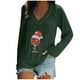 thumbnail image 1 of Camiseta de manga larga con estampado navideño informal con cuello en V para mujer a la moda Fridja  FKASFK3638, 1 of 4