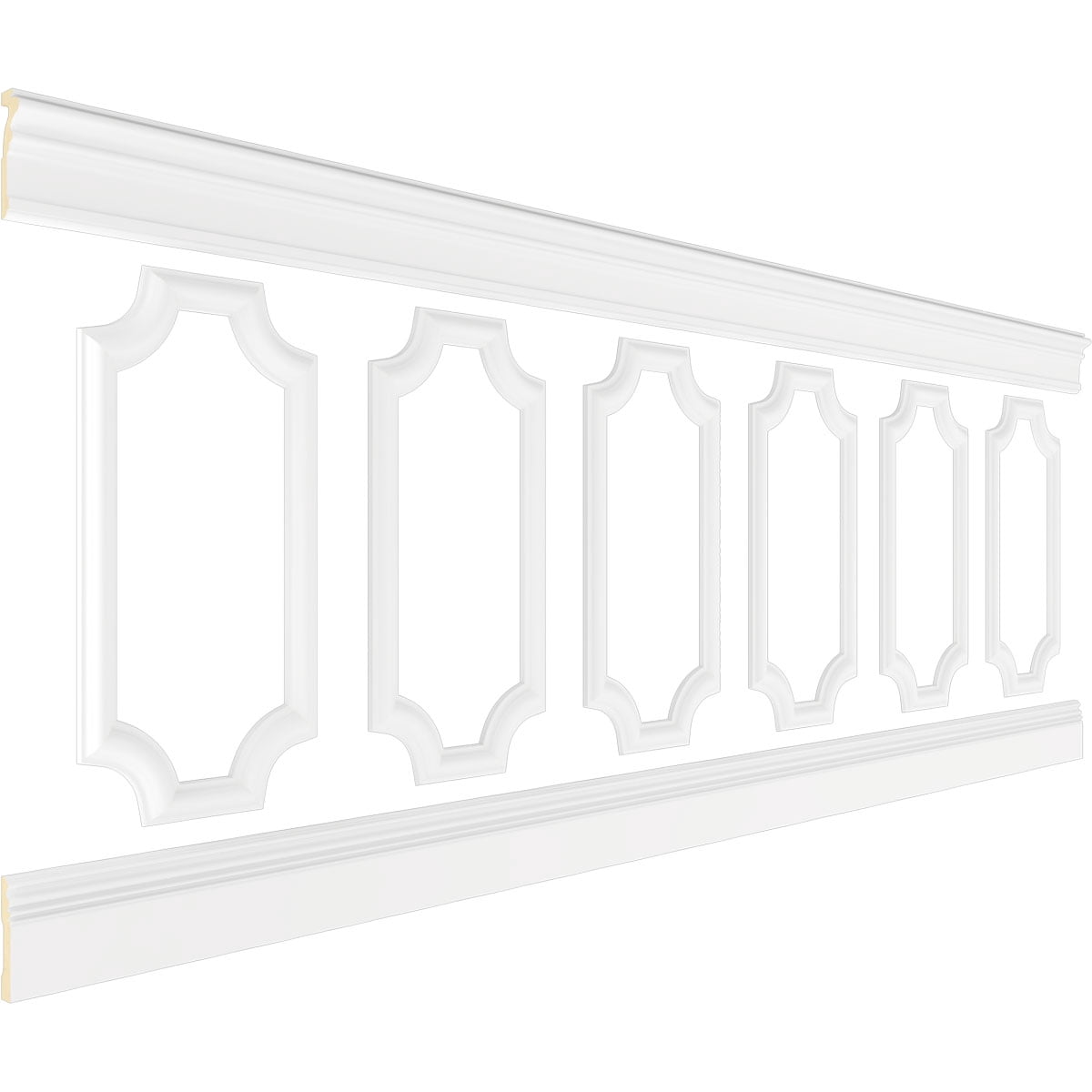 Ekena millwork 94 1/2"L (Adjustable 36"H to 40"H) Ashford Scalloped Panel Traditional Wainscot Paneling Kit