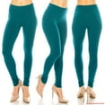thumbnail image 3 of Eevee Women's Ultra Soft Solid Colored Leggings - Plus Size - Teal, 3 of 7