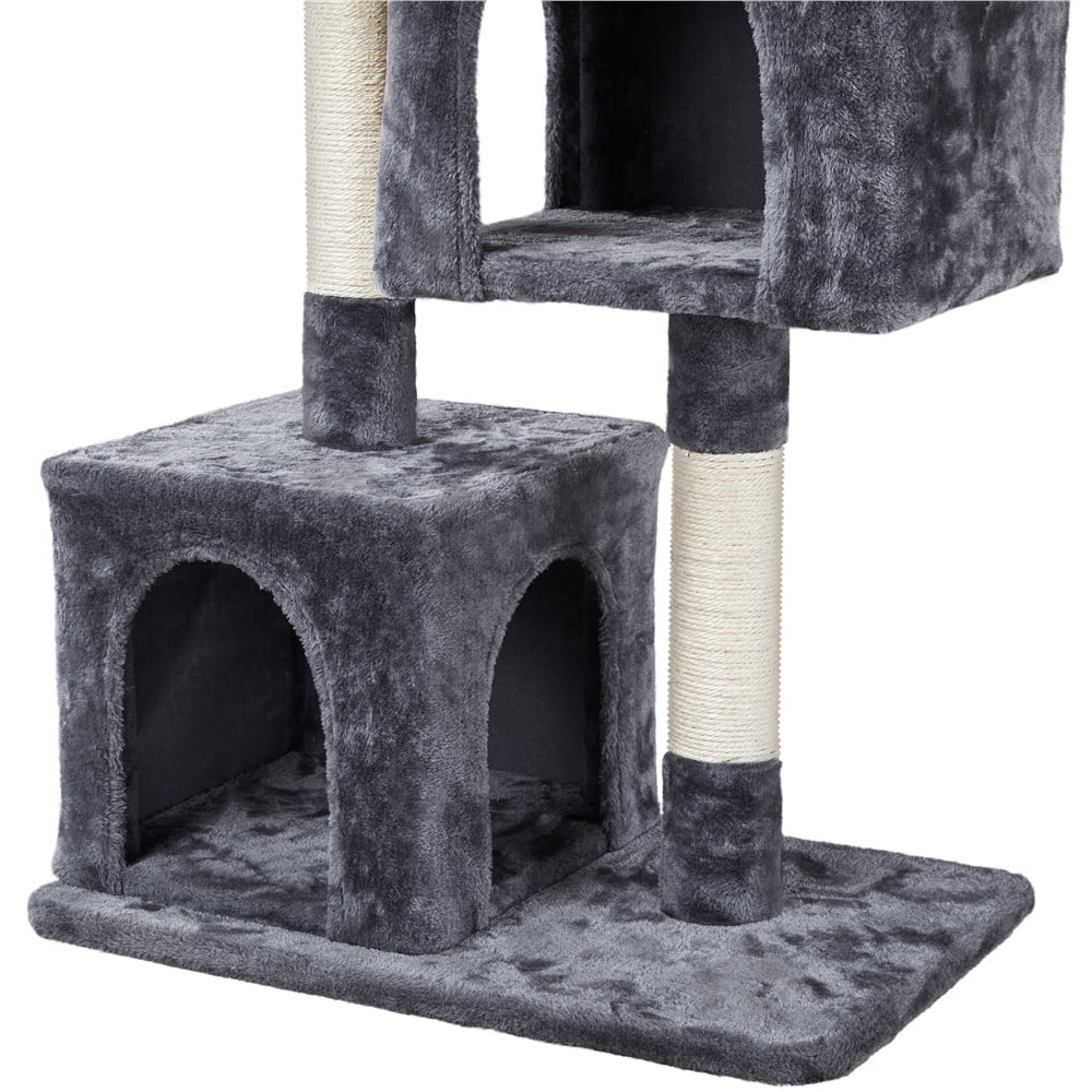 Alden Design 33.5''H Plush Cat Tree with Wide Platform Condo for Indoor Cats, Dark Gray