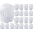 thumbnail image 1 of Gorro de cocinero desechable, 20 unidades, ajustable, para cocina, hogar, restaurante, catering, gorros de cocinero, no tejidos, elásticos (blancos), 1 of 5