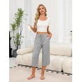 thumbnail image 3 of Ekouaer Womens Pajama Pants Capri 2026 Wide Leg Lounge Pj Pants Summer Comfy Drawstring Pajama Bottoms with Pockets, 3 of 5