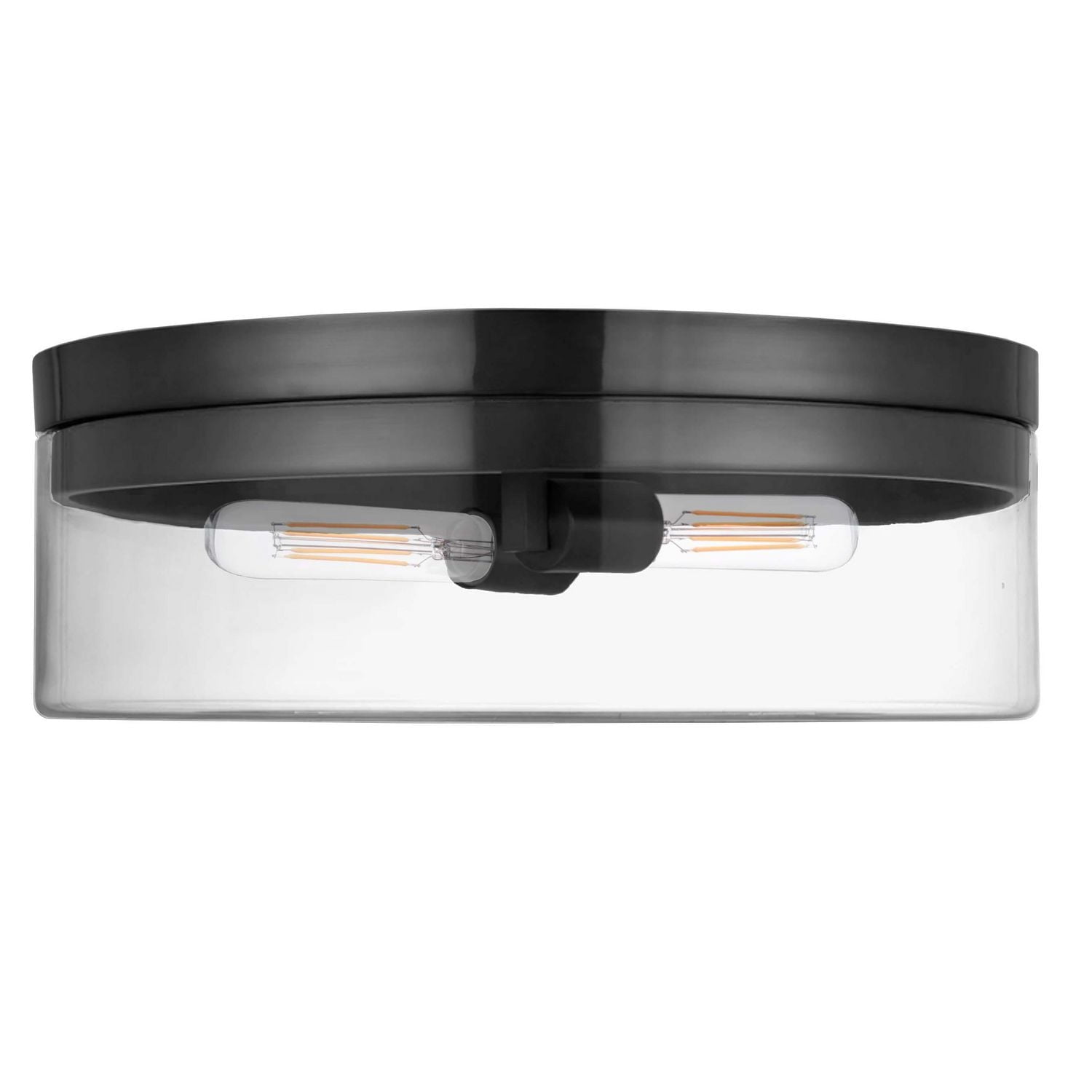 Fiona 2 Light Flush Mount - Matte Black - Clear Glass