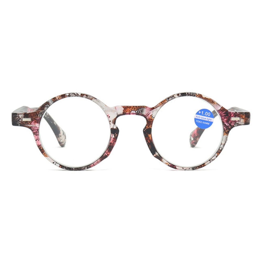 3 Pairs of Classic Floral Round Reading Glasses 2.00 Blue Light Blocking Floral Readers +2.00 Plastic