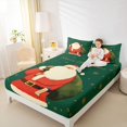 thumbnail image 4 of Homewish Cute Santa Claus Twin Sheet Sets, Vintage Green Red Christmas Twin Fitted Sheet, Western Winter Festival Flat Sheet, Microfiber Bedroom Decor, 3-Piece, 4 of 7