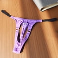 thumbnail image 2 of LNWUY Men's Open Hole Underwear G-String Thongs Panties for Men Ring Underpants Male T-back Ice Silk Lingerie Purple M, 2 of 5