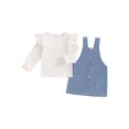 thumbnail image 1 of Gupgi Fall Outfit Toddler Baby Girl Ribbed Ruffle Long Sleeve Tops Sweater Corduroy Suspender Dress, 1 of 9