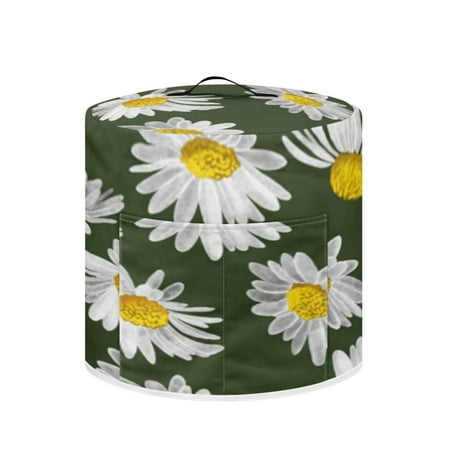 

NETILGEN Daisy Flowers Cooker Cover & Quilted Front Pockets for Holding Extra Decors Washable Pressure Cooker Cover Sewing Kit for Kitchen 6 Qt