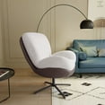 thumbnail image 2 of Jopath 360° Swivel Office Chair, Modern Chenille Chair with Faux Leather and Black Metal Base Frame, Accent Chair for Small Spaces, Living Room, Bedroom, Reading Corner, Office (White), 2 of 10