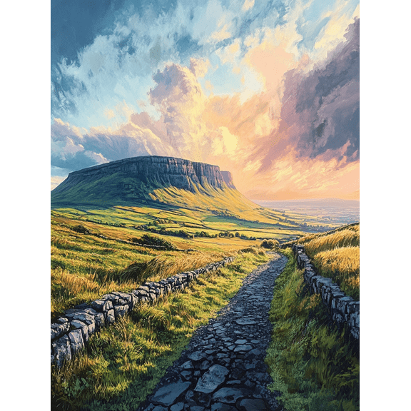 Sunset Mountain Path Canvas Wall Art，Perfect for Living Room，Bedroom，Office，Dining Room，Hallway Decor