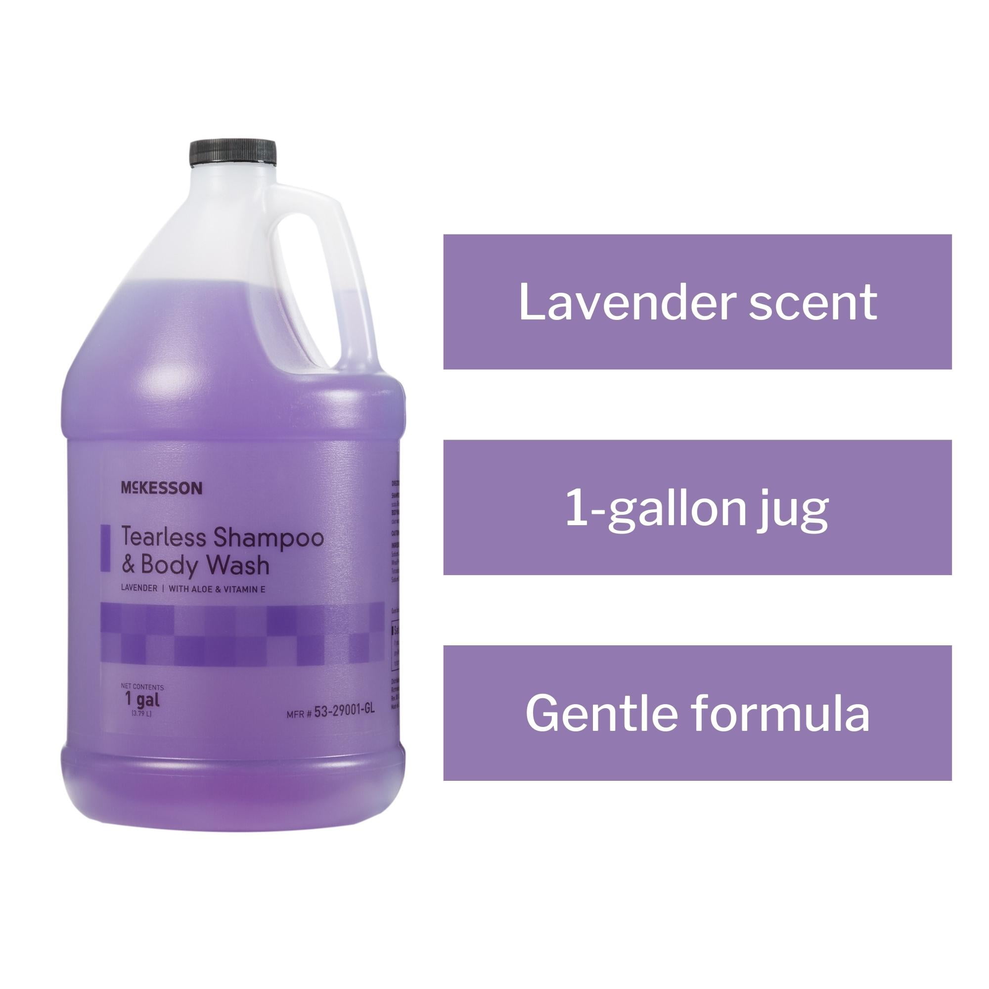 McKesson Tearless Shampoo and Body Wash with Aloe for Fragile Hair, Hydrating & Moisturizing - Lavender, 1 Gallon Jug, 1 Count