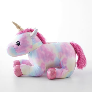 Your Zone Kids Unicorn Coin Piggy Bank, Plastic, Pink, 7"H
