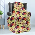 thumbnail image 4 of Eggplant Soft Flannel Fleece Throw Blanket, Eggplant Tomato Relish Onion Going Green Eating Organic Tasty Preserve Nature, Cozy Plush for Indoor and Outdoor Use, 60" x 80", Multicolor, by Ambesonne, 4 of 5