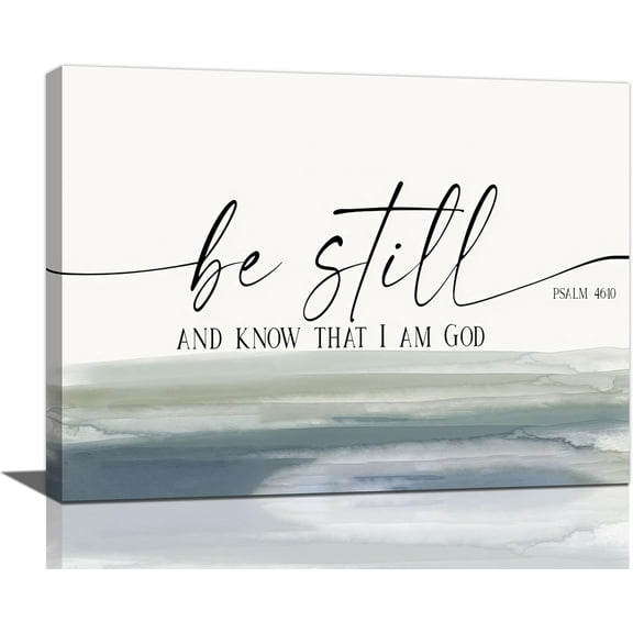 Large Christian Wall Art Bible Verse Psalm Pictures Wall Decor Be Still and Know That I Am God Canvas Painting Print Modern Home Decor Artworks Framed for Living Room Bathroom Bedroom Church 12"x16"