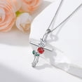 thumbnail image 3 of Birthstone Cross Necklace 925 Sterling Silver Rose with Butterfly Birthstone Cross Pendant Necklace Jewelry Gifts for Women Birthday Christmas, 3 of 6