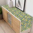 thumbnail image 4 of Yellow Teal Boho Botanical Table Runner - 108 Inch Long, Kitchen Dining Table Runner Dresser Scarves, Southwestern Leaves Ethnic Tribal Farmhouse Decor for Coffee Tables Wedding Party Banquet, 4 of 8