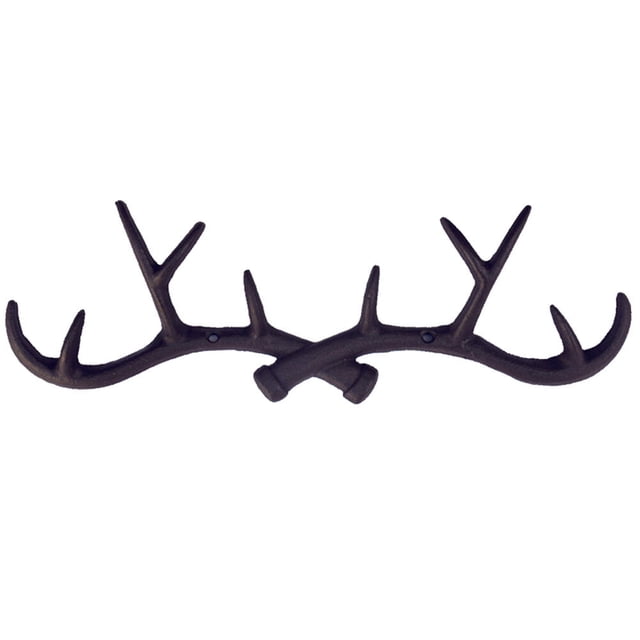 Perchero de pared de hierro fundido con forma de asta de ciervo, estilo vintage, ideal para abrigos, sombreros, llaves y toallas.