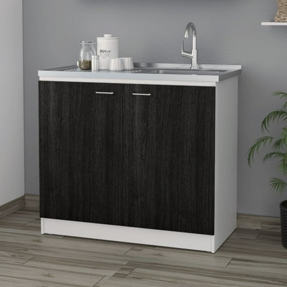 Boahaus Dunkerque Kitchen Base Cabinet, Black