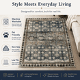 thumbnail image 4 of Licolica Non Slip Washable Area Rug Low Pile Vintage Rug for Living Room Bedroom Dining Room, Saga Green, 5'x8', 4 of 12
