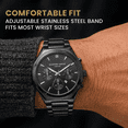 thumbnail image 6 of Geoffrey Beene Men's Black Chronograph Stainless Steel Dress Watch Classic Quartz, Elegant Design, Water-Resistant (Gunmetal), 6 of 8