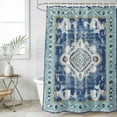thumbnail image 6 of Polyester Fabric Blue Boho Shower Curtain, Farmhouse Bohemian Medallion Oriental Flower Waterproof Bathtub Curtain Bathroom Decor Set with Hooks 54 x 78 Inches, 6 of 6