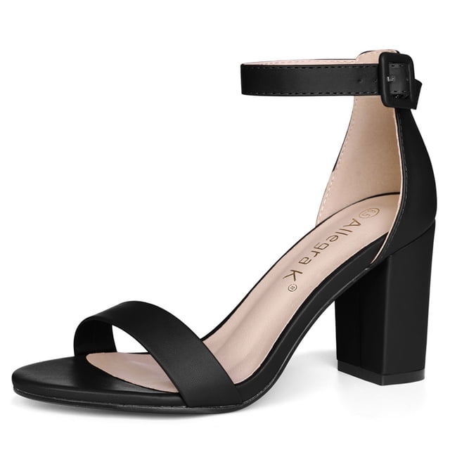 BLISSFUL STEP Women's Chunky Heel Open Toe Ankle Strap Sandals