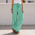 thumbnail image 5 of Stralyhd Palazzo Pants for Women Straight Leg 2026 Summer Striped Pants Casual Flowy Lounge Pants Drawstring Elastic Waist Trousers with Pockets Green XXL, 5 of 7