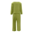 thumbnail image 5 of UAMVSH Women 2 Piece Outfits Cotton Linen Loungewear Sets Lightweight Long Sleeve Tops Matching Palazzo Wide Leg Pants Beach Vacation Clothes(XX-Large,Green), 5 of 5
