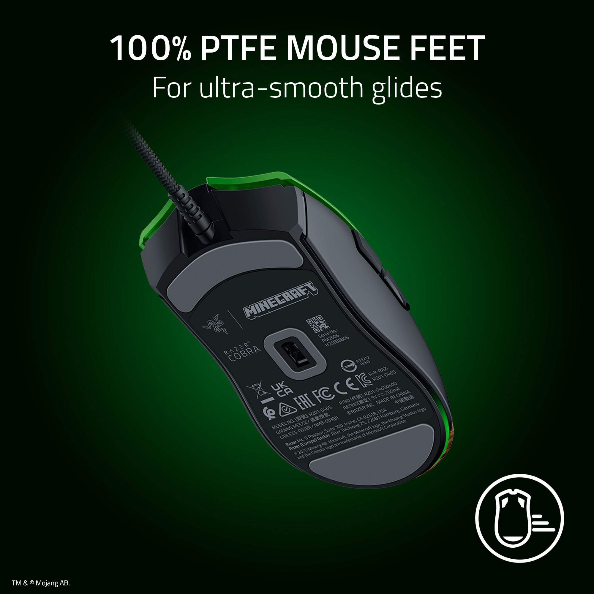 Razer Cobra Lightweight Wired Gaming Mouse with Chroma RGB, Minecraft Edition