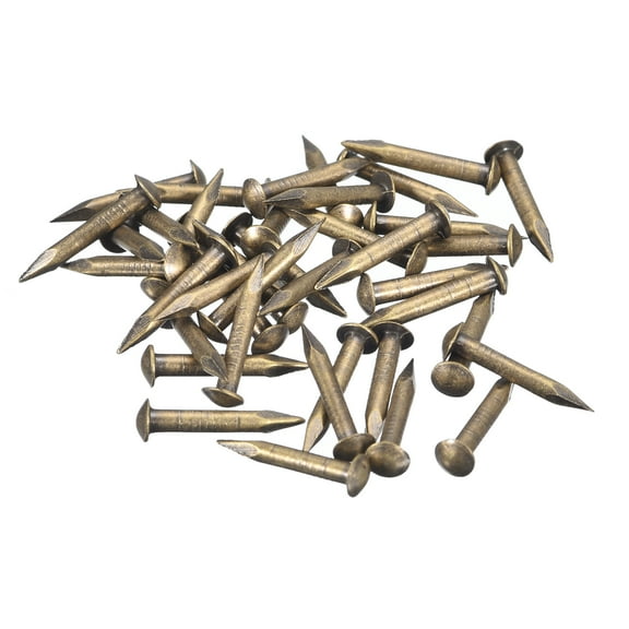 Uxcell 35Pcs Small Tiny Nails 2x15mm(DxL) Tiny Brass Nails Hardware Round Head Brass Nail for Wooden DIY Projects, Bronze Tone