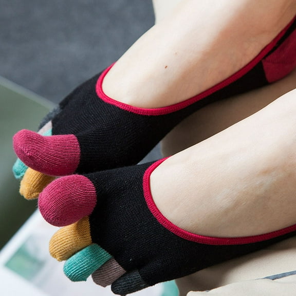 Raindrops Black Five Finger Socks 1 Anti Slip for Women and Girls
