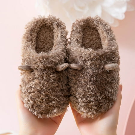 

Leutsin Children s Horns Autumn And Winter Warm Cotton Slippers Men And Women Baby Indoor Home Wooden Floor Thickened Non-slip Cotton Slippers