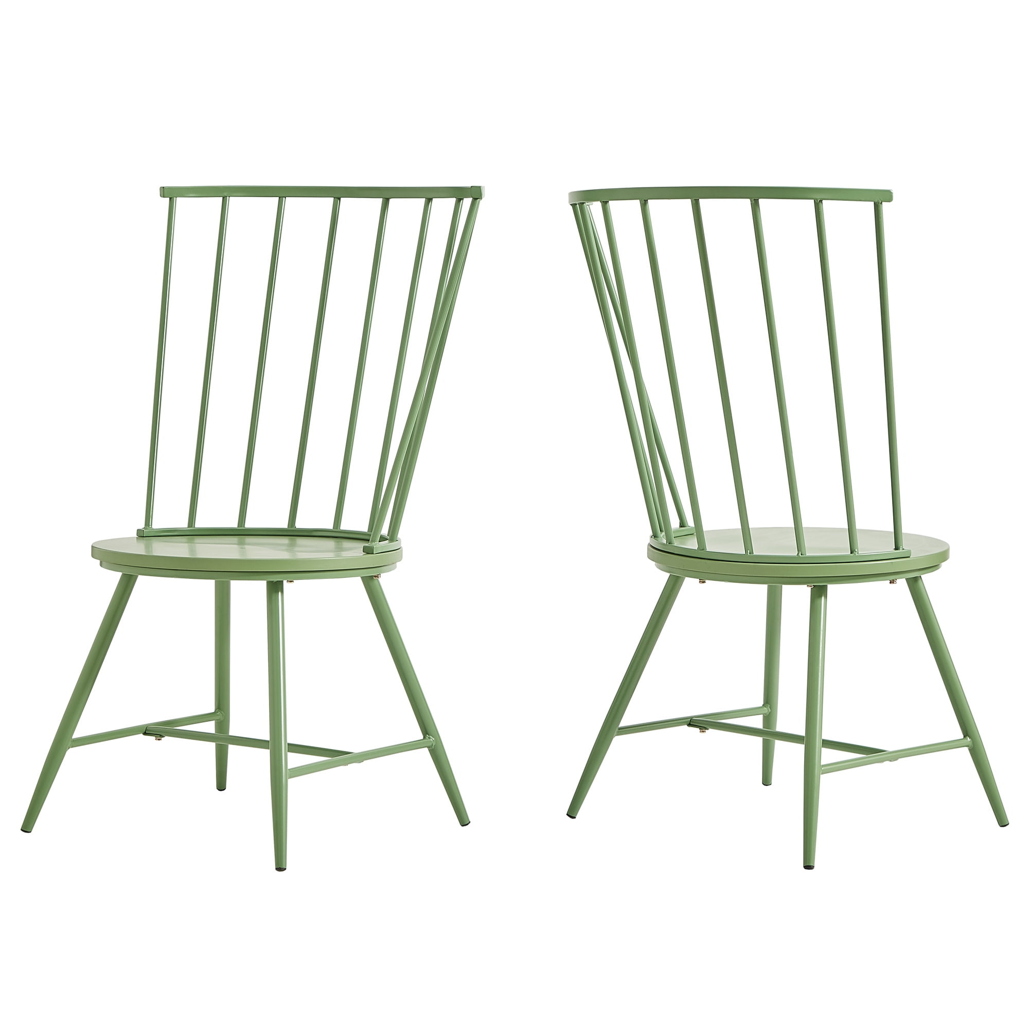 Weston Home Chelsea High Back Metal and Wood Dining Chair, Set of 2, Meadow Green