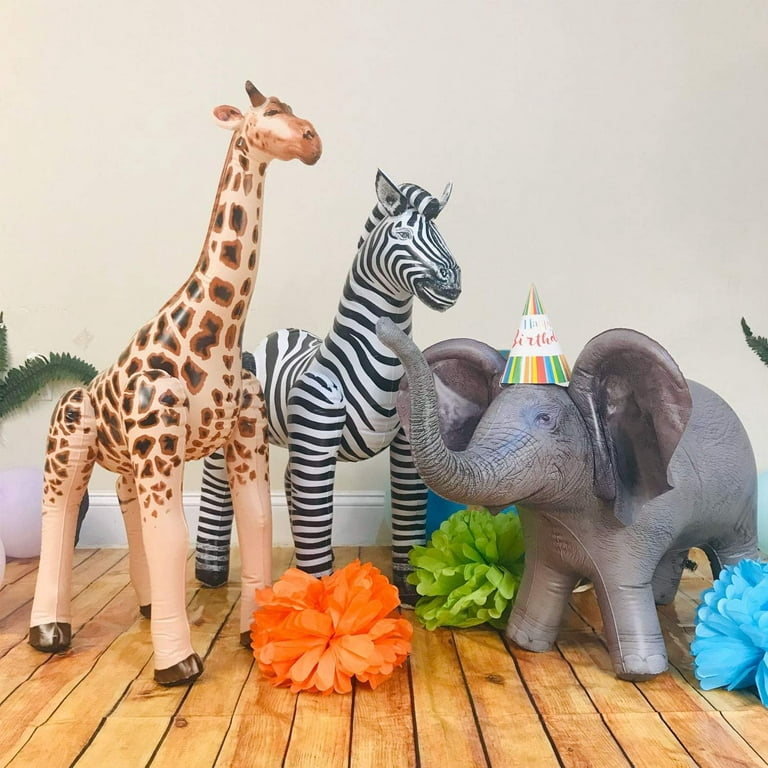 Jet Creations Safari 3 Pack Giraffe Zebra Elephant Great for Pool, Party  Decoration, an-GZE, Multi 