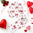 thumbnail image 2 of Annhoo Valentine's Day Womens Sets Long Sleeve Collar Cute Print Button Down Outfits with Pockets Fashion Clothes, 2 of 6