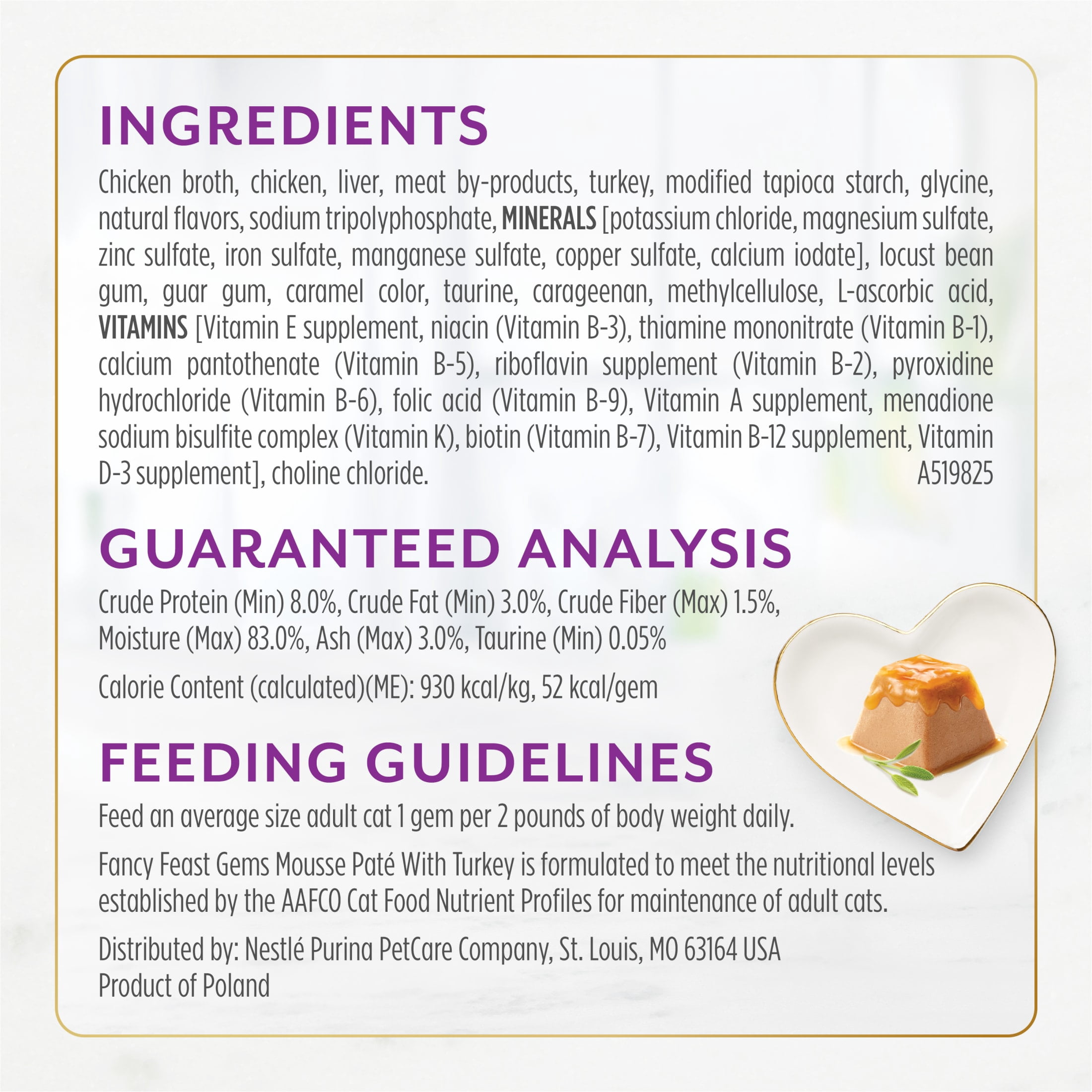 Purina Fancy Feast Gems Turkey Flavor Mousse Pate Wet Cat Food, 2 oz Tubs