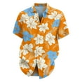 thumbnail image 4 of Hawaiian Mens Shirts Short Sleeves Printed Button Down Shirts Summer Beach Mens Shirts Clearance 20-Saffron 5XL, 4 of 5
